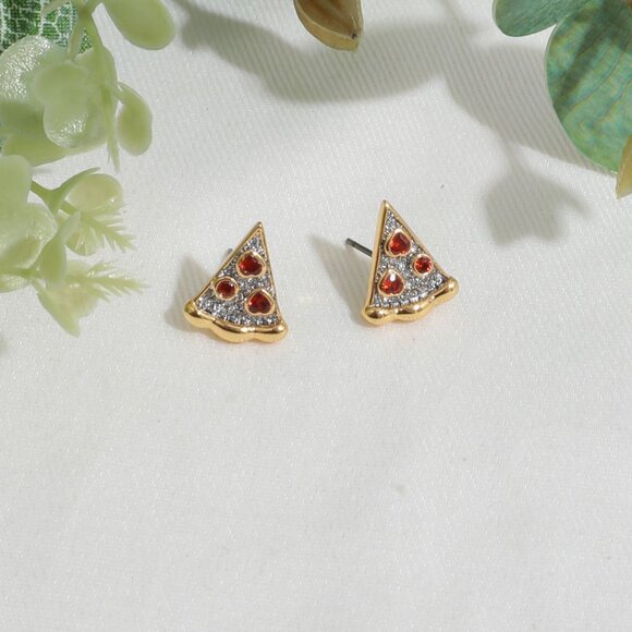 Kate Spade Pizza My Heart Gold Multicolor Stud Earrings - Picture 3 of 3